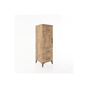 Hyperion Dolap Tek Raflı 3 Çekmeceli Tek Kapaklı 44x44x134 Çam-çam