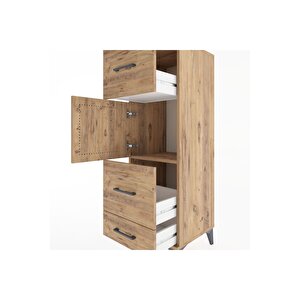 Hyperion Dolap Tek Raflı 3 Çekmeceli Tek Kapaklı 44x44x134 Çam-çam