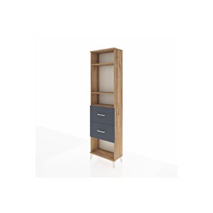 Arges Dolap 3 Raflı 2 Çekmeceli 60x30x221 Çam-antrasit