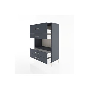 Hyperion Dolap Tek Raflı 4 Çekmeceli 88x44x134 Antrasit-antrasit