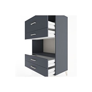 Hyperion Dolap Tek Raflı 4 Çekmeceli 88x44x134 Antrasit-antrasit