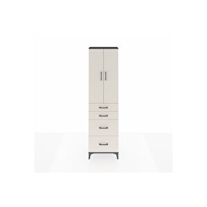 Arges Dolap 2 Raflı 4 Çekmeceli Tek Askılı 60x30x221 Antrasit-aytaşı