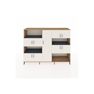 Hyperion Dolap 10 Raflı 9 Kapaklı 220x44x163 Çam-aytaşı/antrasit