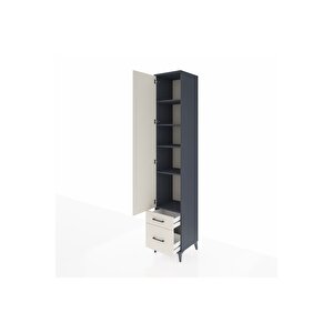 Hyperion Dolap 5 Raflı 2 Çekmeceli Tek Kapaklı 44x44x243 Antrasit-aytaşı