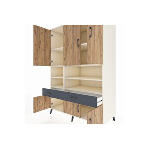 Kronos Dolap 8 Raflı 2 Çekmeceli 6 Kapaklı 132x59x195 Aytaşı-çam/antrasit