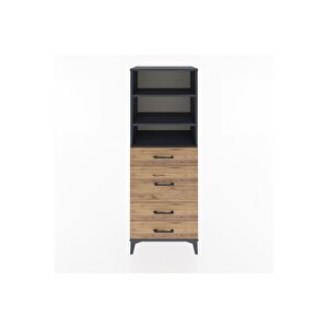 Hyperion Dolap 3 Raflı 4 Çekmeceli 60x44x163 Antrasit-çam