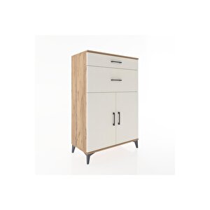 Hyperion Dolap Tek Raflı 2 Çekmeceli 2 Kapaklı 88x44x134 Çam-aytaşı