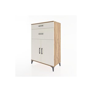 Hyperion Dolap Tek Raflı 2 Çekmeceli 2 Kapaklı 88x44x134 Çam-aytaşı
