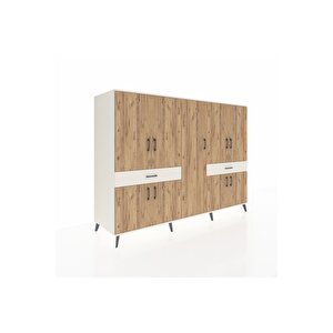 Kronos Dolap 12 Raflı 2 Çekmeceli 8 Kapaklı 220x59x163 Aytaşı-çam/aytaşı