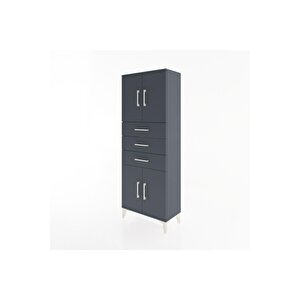 Arges Dolap 3 Raflı 3 Çekmeceli 4 Kapaklı 60x30x163 Antrasit-antrasit