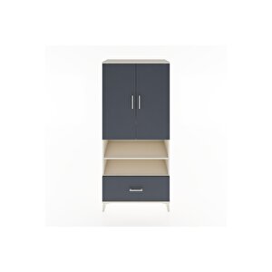 Hyperion Dolap 5 Raflı Tek Çekmeceli 2 Kapaklı 88x44x195 Aytaşı-antrasit