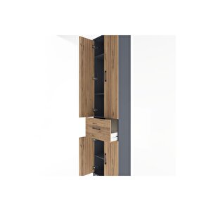 Arges Dolap 4 Raflı Tek Çekmeceli 4 Kapaklı 60x30x243 Antrasit-çam