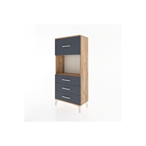 Hyperion Dolap Tek Raflı 4 Çekmeceli 60x44x134 Çam-antrasit