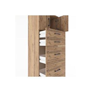 Hyperion Dolap Tek Raflı 5 Çekmeceli 2 Kapaklı 60x44x182 Çam-çam