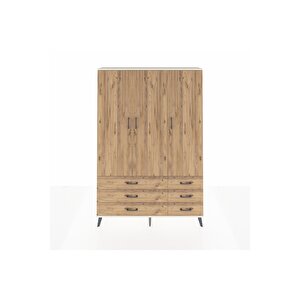 Arges Gardrop 5 Raflı 6 Çekmeceli Tek Askılı 132x30x195 Aytaşı-çam