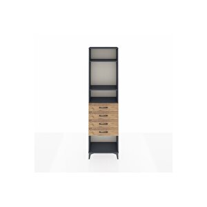 Arges Dolap 3 Raflı 4 Çekmeceli 60x30x221 Antrasit-çam