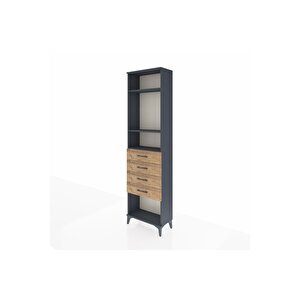 Arges Dolap 3 Raflı 4 Çekmeceli 60x30x221 Antrasit-çam