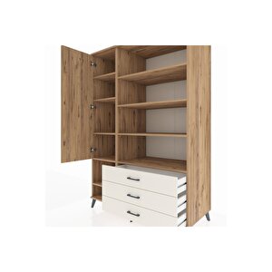 Kronos Dolap 9 Raflı 3 Çekmeceli Tek Kapaklı  132x59x195 Çam-çam/aytaşı