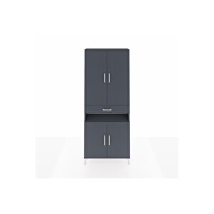 Arges Dolap 5 Raflı Tek Çekmeceli 4 Kapaklı 88x30x221 Antrasit-antrasit