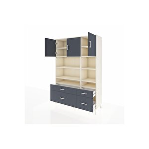 Hyperion Gardrop 10 Raflı 4 Çekmeceli 3 Kapaklı 132x44x195 Aytaşı-antrasit