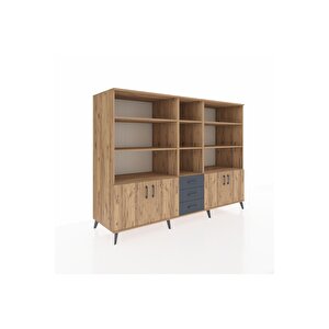 Kronos Dolap 11 Raflı 3 Çekmeceli 4 Kapaklı 220x59x163 Çam-çam/antrasit