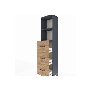 Arges Dolap 2 Raflı 3 Çekmeceli 44x30x182 Antrasit-çam