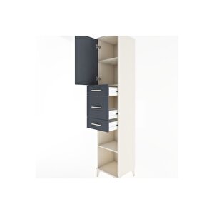 Hyperion Dolap 3 Raflı 3 Çekmeceli Tek Kapaklı 44x44x221 Aytaşı-antrasit