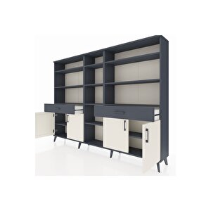 Arges Dolap 12 Raflı 2 Çekmeceli 4 Kapaklı 220x30x163 Antrasit-aytaşı/antrasit