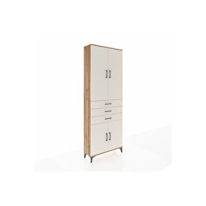 Arges Dolap 4 Raflı 3 Çekmeceli 4 Kapaklı 88x30x243 Çam-aytaşı