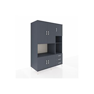 Kronos Dolap 9 Raflı 3 Çekmeceli 5 Kapaklı 132x59x195 Antrasit-antrasit/antrasit