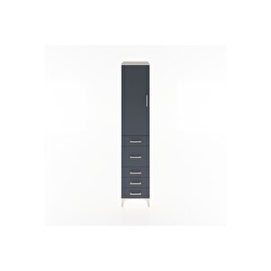 Hyperion Dolap 2 Raflı 5 Çekmeceli Tek Askılı 44x44x221 Aytaşı-antrasit