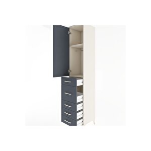 Hyperion Dolap 2 Raflı 5 Çekmeceli Tek Askılı 44x44x221 Aytaşı-antrasit