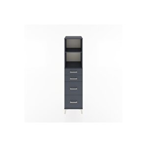 Hyperion Dolap 2 Raflı 4 Çekmeceli 44x44x182 Antrasit-antrasit