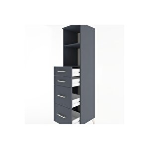 Hyperion Dolap 2 Raflı 4 Çekmeceli 44x44x182 Antrasit-antrasit