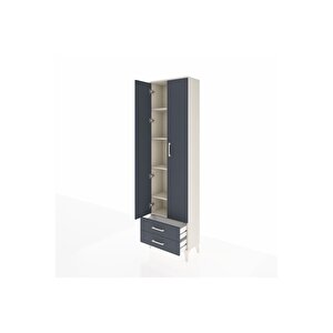Arges Dolap 5 Raflı 2 Çekmeceli 2 Kapaklı 60x30x221 Aytaşı-antrasit
