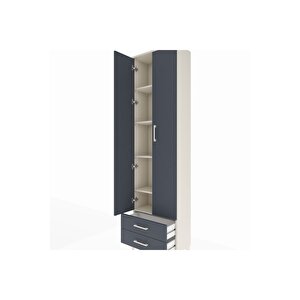 Arges Dolap 5 Raflı 2 Çekmeceli 2 Kapaklı 60x30x221 Aytaşı-antrasit