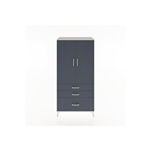 Hyperion Dolap 2 Raflı 3 Çekmeceli 2 Kapaklı 88x44x182 Aytaşı-antrasit