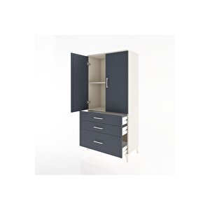 Hyperion Dolap 2 Raflı 3 Çekmeceli 2 Kapaklı 88x44x182 Aytaşı-antrasit