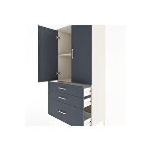 Hyperion Dolap 2 Raflı 3 Çekmeceli 2 Kapaklı 88x44x182 Aytaşı-antrasit