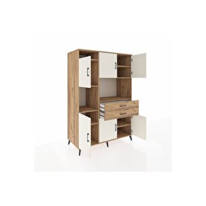 Kronos Dolap 8 Raflı 2 Çekmeceli 6 Kapaklı 132x59x195 Çam-aytaşı/çam