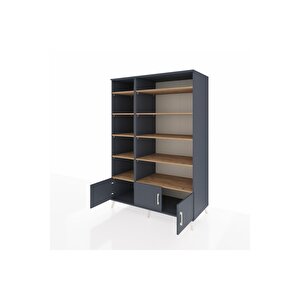 Kronos Dolap 10 Raflı 3 Kapaklı 132x59x195 Antrasit-antrasit/çam