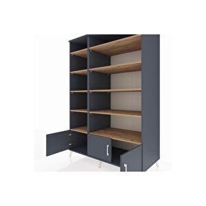 Kronos Dolap 10 Raflı 3 Kapaklı 132x59x195 Antrasit-antrasit/çam