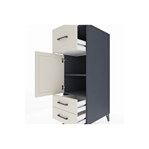 Kronos Dolap 2 Raflı 3 Çekmeceli Tek Kapaklı 44x59x134 Antrasit-aytaşı