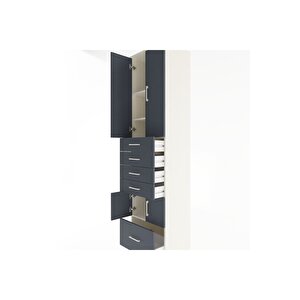 Hyperion Dolap 4 Raflı 5 Çekmeceli 4 Kapaklı 60x44x243 Aytaşı-antrasit