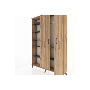 Arges Dolap 7 Raflı 2 Kapaklı Tek Askılı 132x30x195 Çam-çam/antrasit