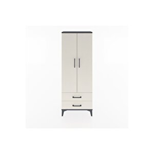 Arges Dolap Tek Raflı 2 Çekmeceli Tek Askılı 60x30x163 Antrasit-aytaşı