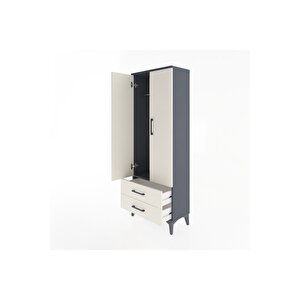 Arges Dolap Tek Raflı 2 Çekmeceli Tek Askılı 60x30x163 Antrasit-aytaşı