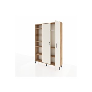 Arges Dolap 7 Raflı 2 Kapaklı Tek Askılı 132x30x195 Çam-aytaşı/çam