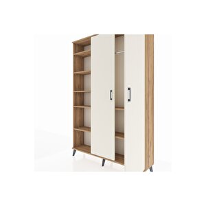 Arges Dolap 7 Raflı 2 Kapaklı Tek Askılı 132x30x195 Çam-aytaşı/çam