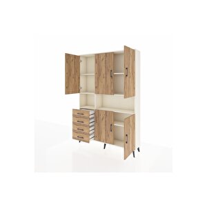 Arges Gardrop 7 Raflı 4 Çekmeceli 5 Kapaklı 132x30x195 Aytaşı-çam